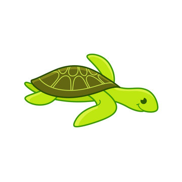 Cartoon turtle, cute character for children. Vector illustration in cartoon style for abc book, poster, postcard. Animal alphabet - letter T.