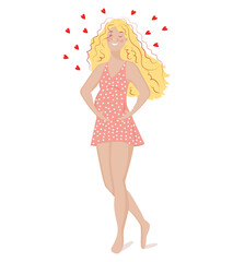 Vector illustration of a happy pregnant woman