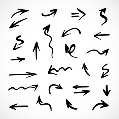 Vector set of hand-drawn arrows, elements for presentation