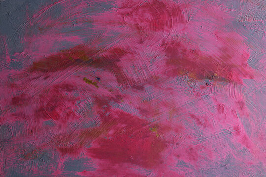 Texture materica dipinta con effetto spatolato in varie tonalit&agrave; che spaziano dal rosa al viola, dall&rsquo;azzurro al grigio e con pennellate in oro; spazio per testo