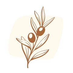 Branch of olive. Flat vector illustration.