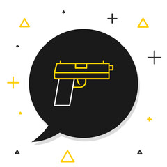 Line Pistol or gun icon isolated on white background. Police or military handgun. Small firearm. Colorful outline concept. Vector