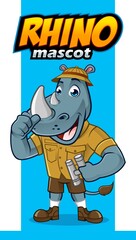 Rhino Zoo Keeper Mascot Design