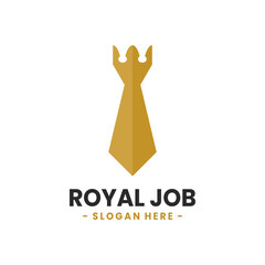 Royal Job logo design template. Vector illustration of crown combined with tie shape.