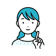 指差しポーズの女性
