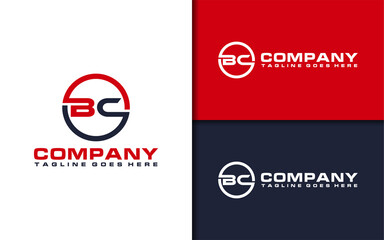 Abstract Initial Letter BC with Red and Black Two Tones Color Logo Design. Vector Logo Illustration