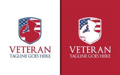 American Veteran Shield Patriotic National Logo Design Vector