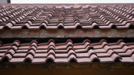 Pottery tile as the roof of a house. Genteng is traditional roof from Indonesia.