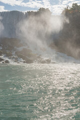 View at the American Falls from the Niagara river at the sunrise