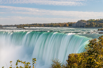 Close view of a top of Horseshoe Falls, a part of Niagara Falls