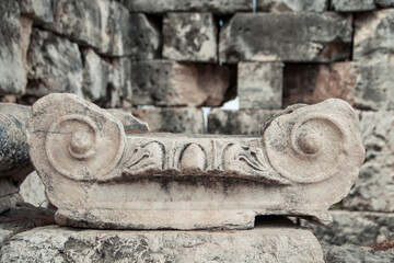 Old city view of ancient ruins. Architecture detail of the ancient temple, Athens, Greece