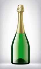 Color Glass Bottle on background with Gold Foil. 