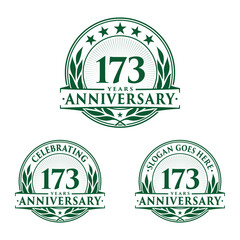 173 years anniversary logo set. 173rd years anniversary celebration logotype. Vector and illustration.
