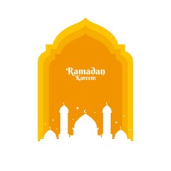Ramadan Kareem with Mosque Illustration. Good used for Banner, Background, Wallpaper, Greeting Card, Social Media Post, Etc - EPS 10 Vector