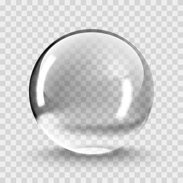 Crystal ball light vector on transparent background. Clear sphere transparent ball. Bubble clear EPS 10.