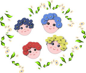 Funny faces of men for the design of postcards, children's clothing, textiles, websites.