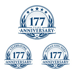 177 years anniversary logo set. 177th years anniversary celebration logotype. Vector and illustration.
