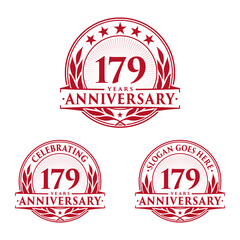 179 years anniversary logo set. 179th years anniversary celebration logotype. Vector and illustration.
