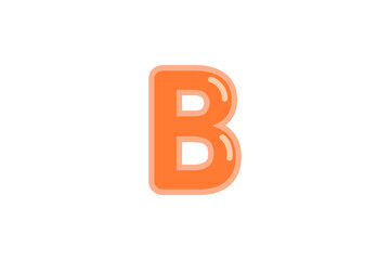 B letter alphabet orange candy jelly glossy vector isolated on white background 