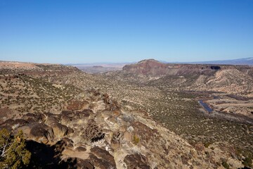 Fototapeta na wymiar Aerial view of Rio Grande near Los Alamos in NM
