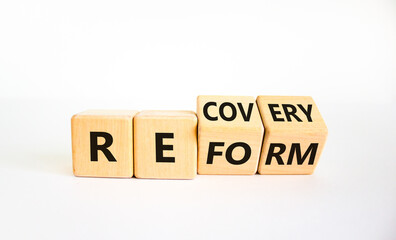 Recovery and reform symbol. Turned cubes and changed the word 'recovery' to 'reform'. Beautiful...