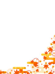 和風　紅葉の装飾フレーム（縦向き）