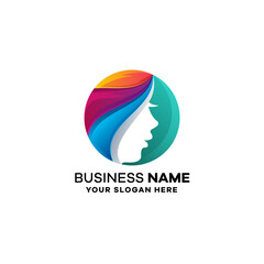 Abstract Woman Gradient Colorful Logo Template