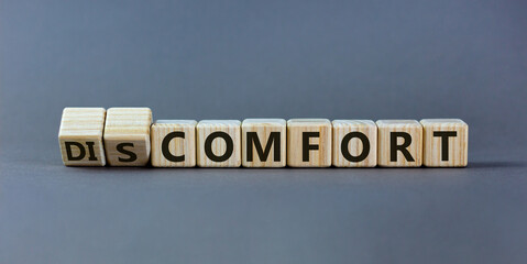 From discomfort to comfort symbol. Turned a cube and changed the word 'discomfort' to 'comfort'....
