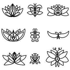 symmetrical Floral Icon Designs for Logos