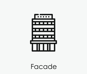 Facade vector icon.  Editable stroke. Linear style sign for use on web design and mobile apps, logo. Symbol illustration. Pixel vector graphics - Vector