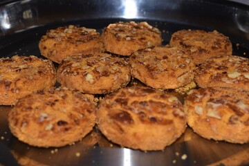 closeup of dry fruit cookies background
