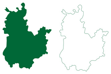 Kaithal district (Haryana State, Republic of India) map vector illustration, scribble sketch Kaithal map