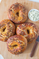 heap of fresh baked bagels