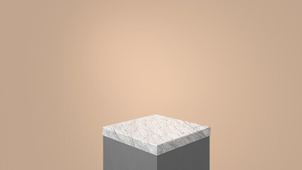 
Minimal abstract podium mock up design for product presentation background or branding concept with Marble, earth tones colorful  cube boxes and beige wall color, 3D render, 3D illustration, Renderin