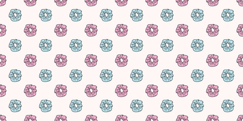 Pastel scrunchy repeat pattern hair tie vector background
