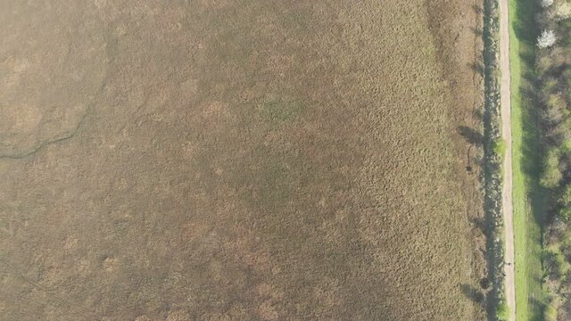 Top down and reveal shot of Tollesbury Marshes