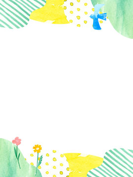 水彩のやまなみ緑フレーム