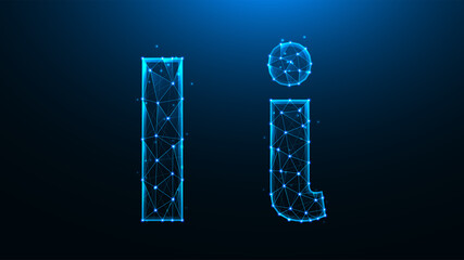 Polygonal vector illustration of letter I on a dark blue background.