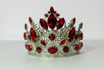 Crown on a white background, handmade, custom, individually, princess jewelry. Foreground. For girls. beautifully. fashion. Royal crown glistens. © Aleksandr