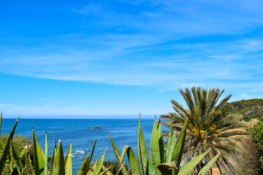 Beautiful view of the blue Mediterranean sea, vacation concept 