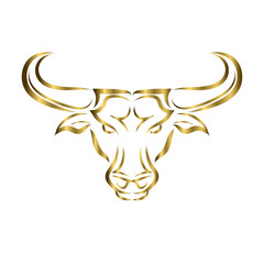 Line Vector Illustration front view of Bull. It is signs of the taurus zodiac.