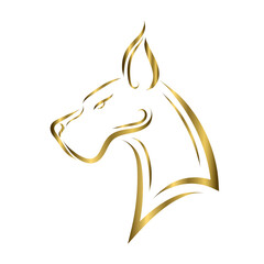 gold line art of Great Dane dog head. Good use for symbol, mascot, icon, avatar, tattoo, T Shirt design, logo or any design you want.