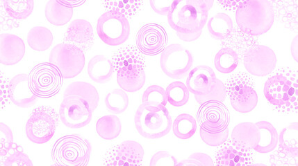 Graphic Watercolor Circles Pattern. White Rounds Design. Grunge Drawn Dots Wallpaper. Watercolor Circles Background. Cute Spots Confetti. Color Brush Paint Print. Seamless Watercolor Circles.