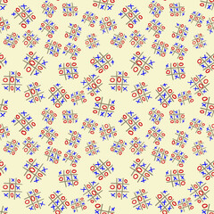 Seamless colored vector background from the elements of the game tic-tac-toe