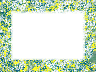 Obraz premium レトロフラワー グリーン＆イエロー コピースペース