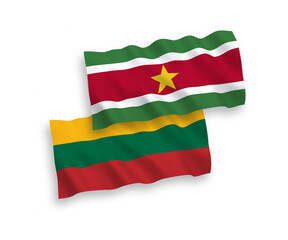 Flags of Lithuania and Republic of Suriname on a white background