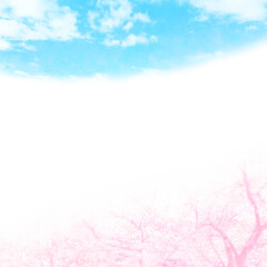 Fototapeta na wymiar 正方形　青空と春の樹々