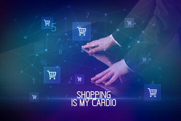 Online shopping concept with shopping cart icons