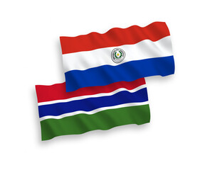 Flags of Paraguay and Republic of Gambia on a white background