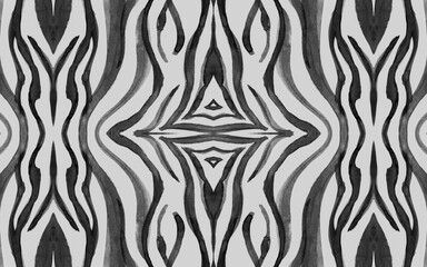 Seamless Zebra Pattern. Fashion Safari Design. Watercolour Wild Fur. White Wildlife Background. Black Zebra Stripes. Abstract Animal Banner. Gray Camouflage Ornament. Seamless Zebra Lines.